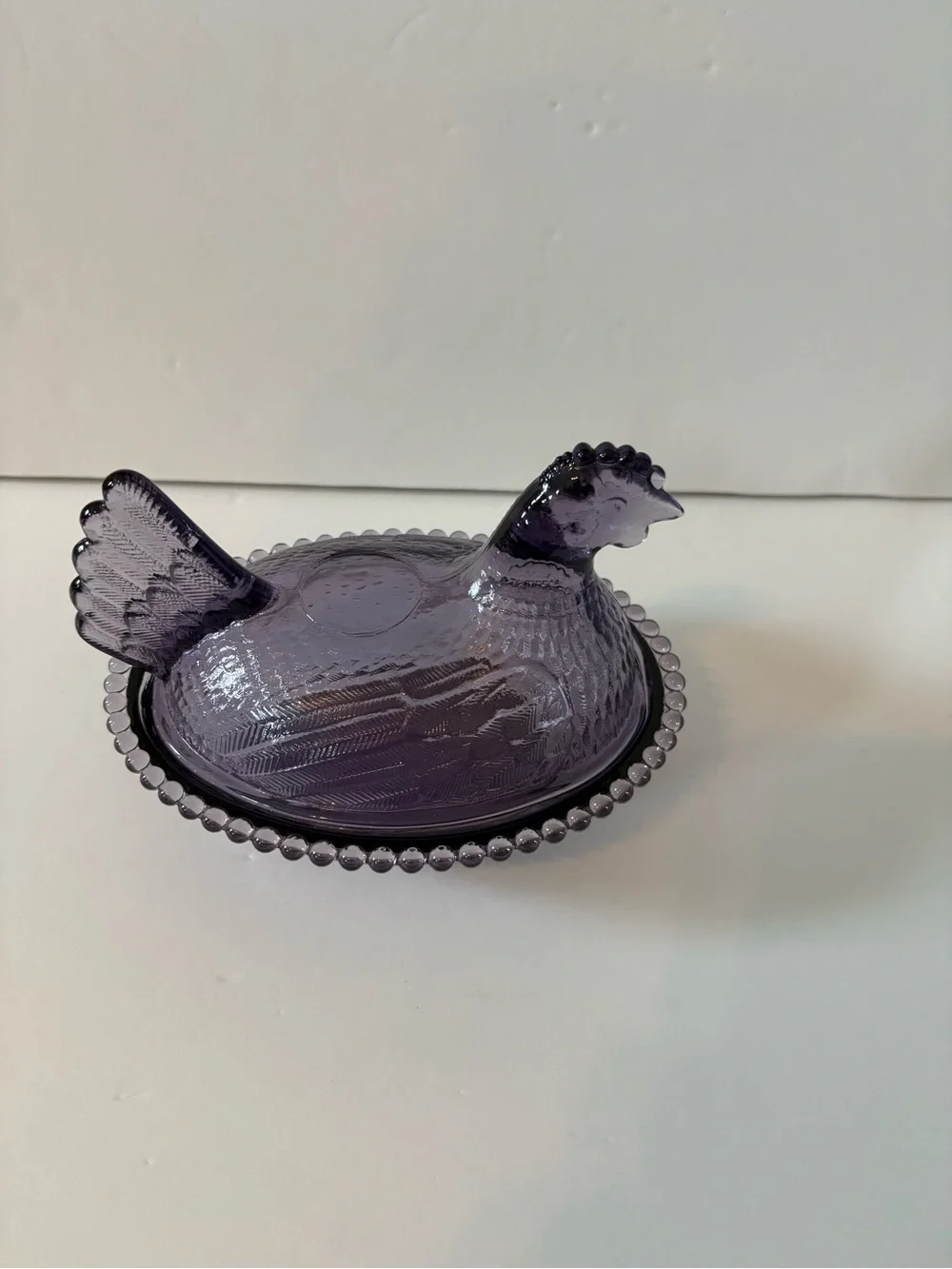 Purple Glass Hen on Nest Covered Dish - Decorative Serving Bowl